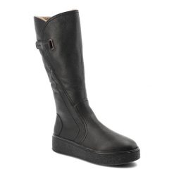 Czarne Kozaki Rieker Ocieplane Buty Damskie. Czarne kozaki damskie Rieker, na zimę, z jeansu, bez obcasa, bez zapięcia. Za 499.00 zł.