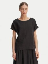 Marella T-Shirt Geyser 2615111132 Czarny Regular Fit. Czarne t-shirty damskie Marella, bez wzorów, ze lnu, bez kołnierzyka. Za 439.99 zł.