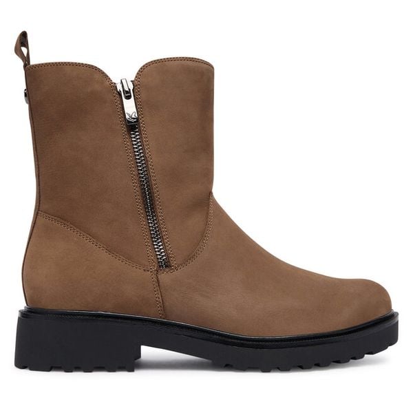 Botki Caprice. Brązowe botki damskie Caprice, bez obcasa, na płaskiej podeszwie, bez zapięcia. Za 269.99 zł.