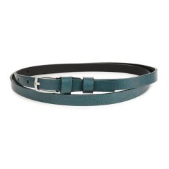 Pasek damski wąski solidny skórzany do sukienki morski S16 : Kolory - zielony, Rozmiar pasków - r.90-105 cm. Zielone paski damskie bez wzorów. Za 43.99 zł.