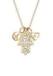 Elli Damskie kryształy Hamsa Peace Evil Eye z pozłacanego srebra próby 925 Naszyjniki 1 ct. Brązowe naszyjniki damskie Elli, pozłacane. Za 288.99 zł.