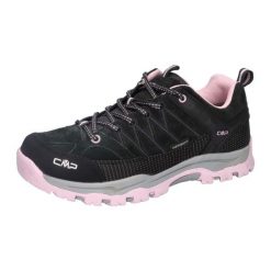 Buty trekkingowe juniorskie RIGEL LOW skóra wodoodporne. Czarne obuwie trekkingowe damskie CMP, z gumy, bez zapięcia. Za 359.99 zł.