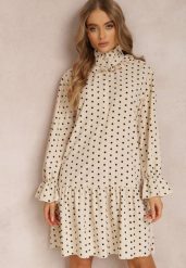 Jasnobeżowa Sukienka Erosyne. Brązowe sukienki damskie Renee, bez wzorów, bez ramiączek. W wyprzedaży za 43.99 zł.
