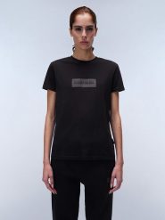 Napapijri Koszulka "Box Logo" w kolorze czarnym rozmiar: XXS. Czarne bluzki damskie Napapijri, xxs, bez wzorów, z bawełny, bez kołnierzyka, bez ramiączek. Za 57.06 zł.