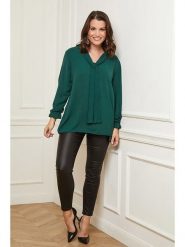 Curvy Lady Bluzka w kolorze ciemnozielonym rozmiar: 40/42. Zielone bluzki damskie Curvy Lady, bez wzorów, klasyczne, bez kołnierzyka, bez ramiączek. Za 104.64 zł.