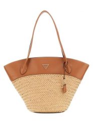 Guess Shopper bag w kolorze jasnobrązowym - 52 x 32 x 15 cm rozmiar: onesize. Brązowe shopper bag Guess, z aplikacjami, z materiału, na ramię, bez dodatków. Za 482.03 zł.