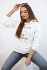 Bluza bawełniana z kapturem ecru. Brązowe bluzy damskie Kesi Włoski, l, bez wzorów, z bawełny, z kapturem. Za 313.67 zł.