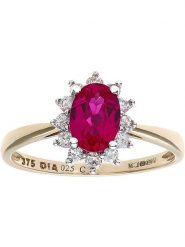 Revoni Złoty pierścionek z diamentami i rubinem rozmiar: 55. Czerwone pierścionki damskie Revoni, z diamentem, złote. Za 3,131.99 zł.