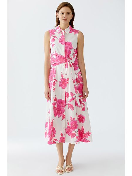 Oui Sukienka w kolorze biało-różowym rozmiar: 34. Białe sukienki damskie Oui, bez wzorów, z bawełny, bez ramiączek. Za 448.99 zł.