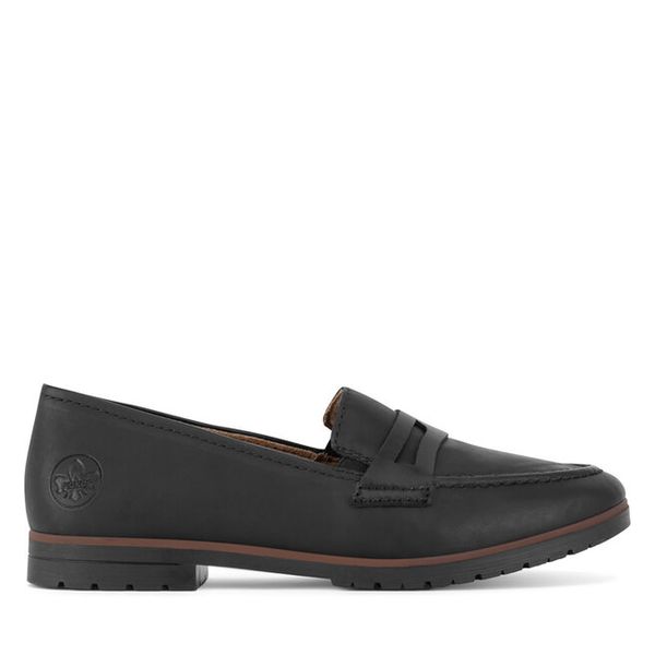 Mokasyny Rieker. Czarne mokasyny damskie Rieker, bez obcasa. Za 319.99 zł.