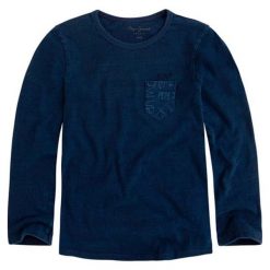 Bluzka w kolorze ciemnoniebieskim. Niebieskie t-shirty i koszulki chłopięce Pepe Jeans, z haftami, z okrągłym kołnierzem. W wyprzedaży za 69.95 zł.