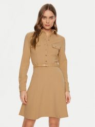 Guess Sukienka codzienna W5RK93 KCBO2 Beżowy Regular Fit. Brązowe sukienki damskie Guess, z aplikacjami, z syntetyku, bez ramiączek. Za 439.99 zł.