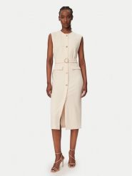 Rinascimento Sukienka koktajlowa CFC0020278002 Beżowy Slim Fit. Brązowe sukienki damskie Rinascimento, bez wzorów, z syntetyku, wizytowe, bez ramiączek. Za 699.99 zł.