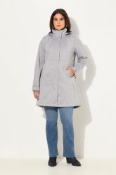Damskie Kurtka softshell HYPRAR wodoodporna dwukierunkowy zamek odpinany kaptur. Szare kurtki damskie Ulla Popken, plus size, bez wzorów, z materiału, z kapturem. Za 639.99 zł.