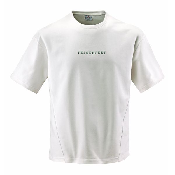 Koszulka boulderingowa Oversized Volumes. Białe koszulki damskie FELSENFEST, bez wzorów, z bawełny, bez kołnierzyka, bez ramiączek. Za 159.99 zł.