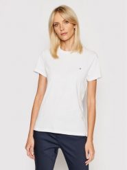 Tommy Hilfiger T-Shirt WW0WW22043 Biały Regular Fit. Białe t-shirty damskie Tommy Hilfiger, xxs, bez wzorów, z bawełny, bez kołnierzyka. Za 109.99 zł.