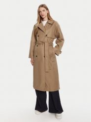 Calvin Klein Trencz LV044C501G Brązowy Regular Fit. Brązowe płaszcze damskie Calvin Klein, l, bez wzorów, z syntetyku, bez kaptura. Za 909.99 zł.