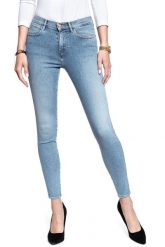 WRANGLER HIGH SKINNY BLUE POWDER W27HFS15L 112128076. Niebieskie rurki damskie Wrangler, bez wzorów, z jeansu, z podwyższonym stanem. W wyprzedaży za 89.99 zł.