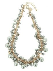 Otazu Pozłacany naszyjnik z kryształami Swarovski i perłami - dł. 42 cm rozmiar: onesize. Szare naszyjniki damskie Otazu, z kryształem, pozłacane. Za 404.99 zł.