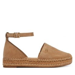 Espadryle Tommy Hilfiger. Brązowe espadryle damskie Tommy Hilfiger, bez wzorów, bez obcasa. Za 409.99 zł.