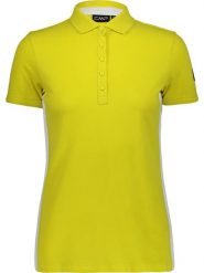CMP Koszulka polo w kolorze żółtym rozmiar: 40. Żółte bluzki damskie CMP, bez wzorów, z bawełny, bez kołnierzyka, bez ramiączek. Za 66.00 zł.
