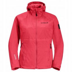 Kurtka Damska Tasman 2l. Czerwone kurtki damskie Jack Wolfskin, l, bez wzorów, z materiału, z kapturem. Za 627.99 zł.