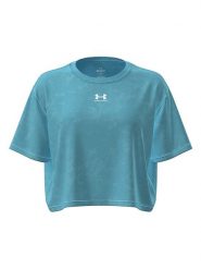 Under Armour Koszulka "Rival Boxy" w kolorze niebieskim rozmiar: XS. Niebieskie bluzki damskie Under Armour, xs, bez wzorów, bez kołnierzyka, bez ramiączek. Za 109.95 zł.
