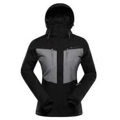 Kurtka damska narciarska Alpine Pro Comeda. Czarne kurtki sportowe damskie Alpine Pro, na zimę, bez wzorów, bez kaptura. W wyprzedaży za 399.00 zł.