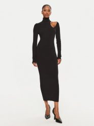 BARDOT Sukienka dzianinowa 59580DB Czarny Regular Fit. Czarne sukienki damskie Bardot, bez wzorów, z dzianiny, bez ramiączek. Za 459.99 zł.