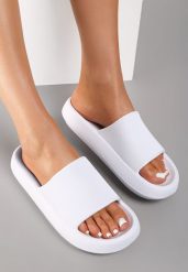 Białe Piankowe Klapki w Stylu Basic Oreithano. Białe klapki damskie Renee, bez wzorów, bez obcasa, na płaskiej podeszwie, bez zapięcia. Za 34.99 zł.