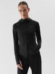 4F Bluza treningowa z materiałów z recyklingu damska L. Czarne bluzy damskie 4F, l, bez wzorów, z dzianiny, bez kaptura. Za 229.99 zł.