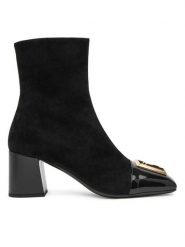 Balmain Botki DN1TE036LCSV Czarny. Czarne botki damskie Balmain, ze skóry, bez obcasa, na słupku, bez zapięcia. Za 4,249.00 zł.