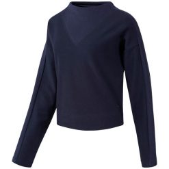 Bluza treningowa damska Reebok TE Twill Cowl Neck. Niebieskie bluzy damskie Reebok, m, bez wzorów, bez kaptura. Za 186.00 zł.
