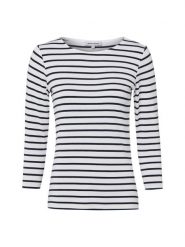 More & More Damska koszulka z długim rękawem Kobiety wiskoza biały|czarny w paski, 34. Białe koszulki damskie More & More, bez wzorów, z dzianiny, bez kołnierzyka, bez ramiączek. Za 219.95 zł.