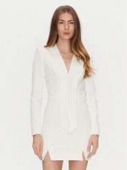 Elisabetta Franchi Sukienka koktajlowa AB-709-51E2-V550 Biały Regular Fit. Białe sukienki damskie Elisabetta Franchi, bez wzorów, z syntetyku, wizytowe, bez ramiączek. Za 2,399.00 zł.
