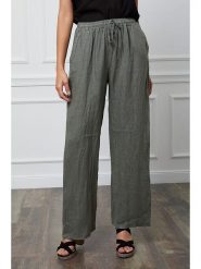 Fleur de Lin Lniane spodnie "Honas" w kolorze khaki rozmiar: XL. Brązowe spodnie materiałowe damskie Fleur de Lin, bez wzorów, ze lnu. Za 144.92 zł.