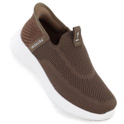 Półbuty sportowe damskie slip on brązowe Potocki BK01312. Brązowe obuwie sportowe casual damskie POTOCKI, z tkaniny, bez zapięcia. Za 129.99 zł.