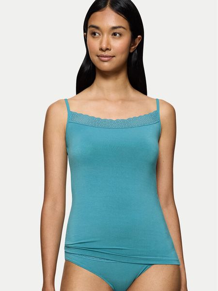 Triumph Top Feel Of Modal 10221654 Turkusowy Slim Fit. Niebieskie koszule nocne i halki Triumph, bez wzorów, bez ramiączek. Za 59.99 zł.