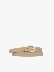 Beżowy pasek ze skóry licowej. Brązowe paski damskie Ryłko, bez wzorów, ze skóry. Za 99.99 zł.