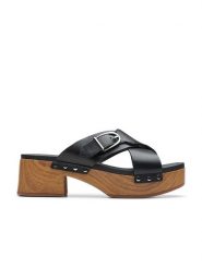 Clarks Skórzane klapki "Sivanne Walk" w kolorze czarnym rozmiar: 41. Czarne klapki damskie Clarks, bez wzorów, z otwartym noskiem, bez obcasa, bez zapięcia. Za 202.03 zł.