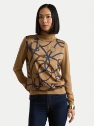 LAUREN RALPH LAUREN Golf 200B27532001 Beżowy ciemny Relaxed Fit. Brązowe golfy damskie Lauren Ralph Lauren, m, bez wzorów, z wełny, bez ramiączek. Za 1,299.00 zł.