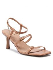 DeeZee Sandały LS5467-10 Beżowy. Brązowe sandały damskie DeeZee, bez wzorów, ze skóry, bez obcasa, na szpilce, bez zapięcia. Za 149.99 zł.