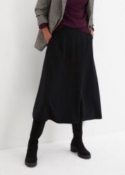 Spódnica midi z materiału punto di roma. Czarne spódnice damskie bonprix, bez wzorów, midi. Za 124.99 zł.