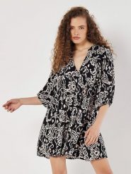 Apricot Sukienka w kolorze czarno-białym rozmiar: XL. Czarne sukienki damskie Apricot, bez wzorów, z wiskozy, klasyczne, bez ramiączek. Za 96.83 zł.