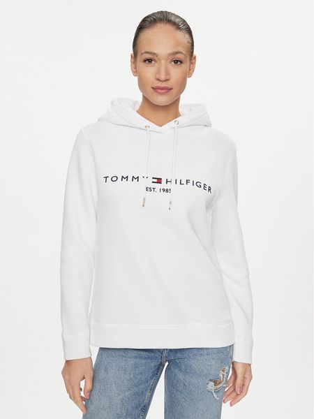 Tommy Hilfiger Bluza Heritage WW0WW31998 Biały Regular Fit. Białe bluzy damskie Tommy Hilfiger, xl, bez wzorów, z syntetyku, bez kaptura. Za 339.99 zł.