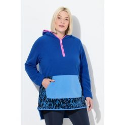 Damskie Bluza z kapturem polar szerokie kolorowe pasy kaptur długi rękaw. Niebieskie bluzy damskie Ulla Popken, plus size, bez wzorów, z elastanu, z kapturem. Za 279.99 zł.