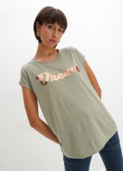 Długi T-shirt z mieszanki wiskozy. Brązowe t-shirty damskie bonprix, bez wzorów, z wiskozy, bez kołnierzyka. Za 77.99 zł.