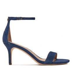 Sandały LAUREN RALPH LAUREN. Niebieskie sandały damskie Lauren Ralph Lauren, bez wzorów, bez obcasa, na szpilce, bez zapięcia. Za 419.99 zł.