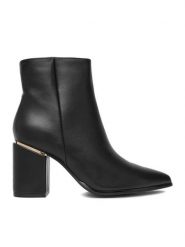DeeZee Botki 2401 Czarny. Czarne botki damskie DeeZee, z materiału, bez obcasa, na słupku, bez zapięcia. Za 199.99 zł.