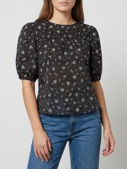 MOSS COPENHAGEN Bluzka "Nancy" w kolorze czarno-kremowym rozmiar: L. Czarne bluzki damskie Moss Copenhagen, l, bez wzorów, bez kołnierzyka, bez ramiączek. Za 132.98 zł.